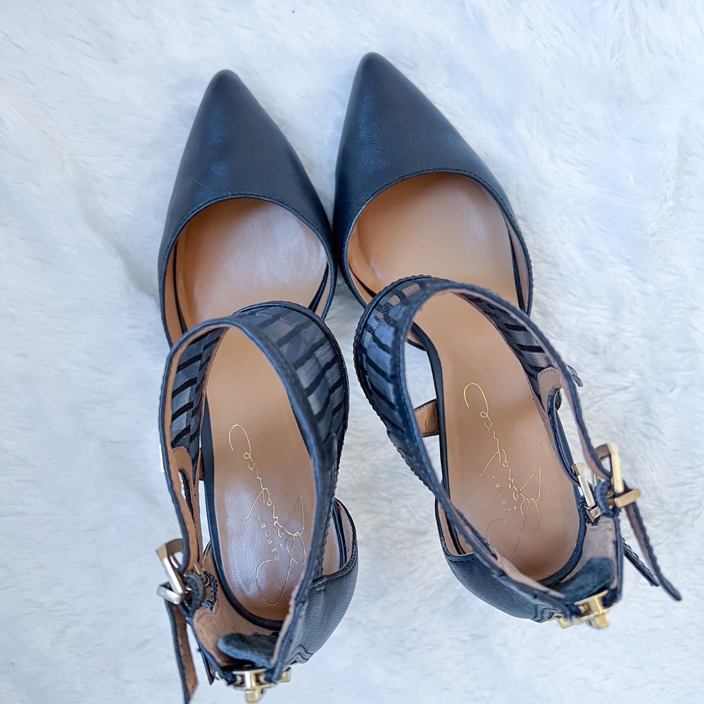 Report Signature Latrice D Leather Black Strappy Pumps Heels Size 8 - Picture 8 of 13